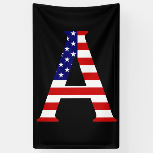 Een monogram overlay op de vlag van de VS (v) Spandoek
