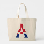 Een monogram overlay op Union Jack Flag Grote Tote Bag (Achterkant)