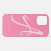 Een monogram persoonlijk roze iPhone-draagtas iPhone Hoesje (Achterkant horizontaal)