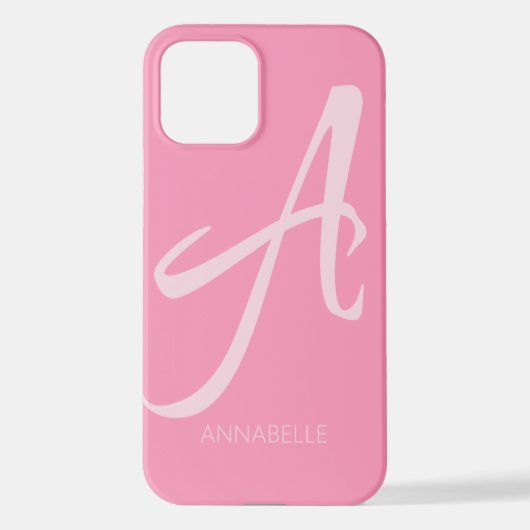 Een monogram persoonlijk roze iPhone-draagtas iPhone Hoesje (Achterkant)