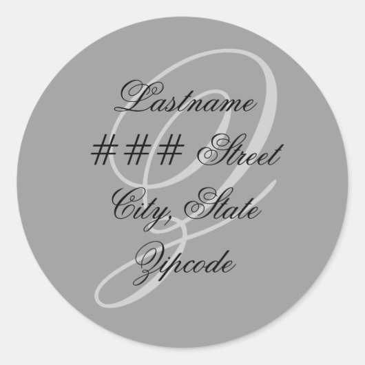 Een monogram retouradreslabel ronde sticker (Voorkant)