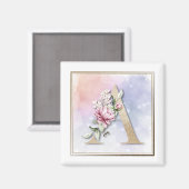 Een Monogram Roze Bloem Magneet (Voorkant / Achterkant)