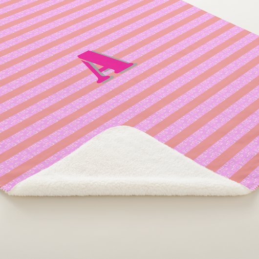 Een monogram roze streep sherpa deken (3/4)