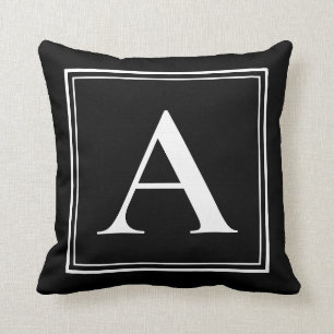 Een monogram Sjabloon elegant modern zwart wit Kussen