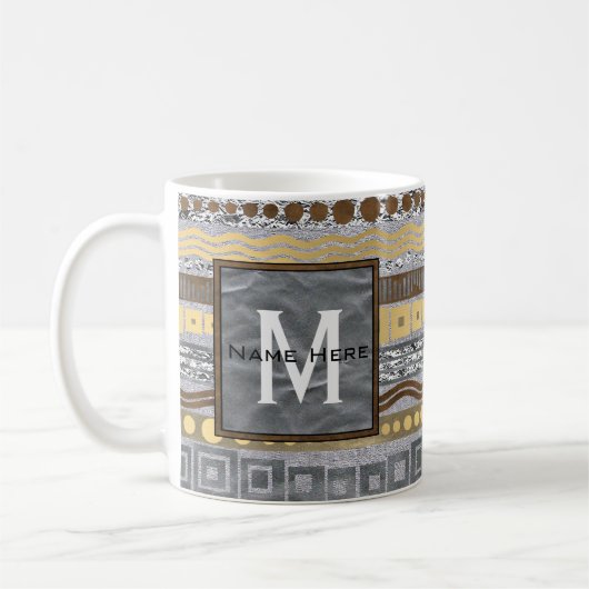 Een monogram uniek patroonstartmodel voor gemengde koffiemok (Links)
