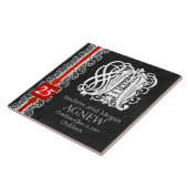 Een monogram "White Lace on Black" Jubileum Tegel Tegeltje (Zijkant)