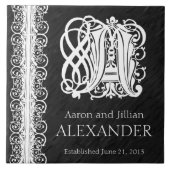Een Monogram "Witte Kant op Zwart" Wedding Tegel Tegeltje (Voorkant)