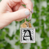 Een Monogramm schwarz weiß Sleutelhanger (Hand)