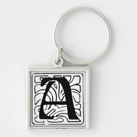 Een Monogramm schwarz weiß Sleutelhanger (Voorkant)