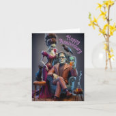 Een monster en zijn bruid, een trouwportret kaart (Gele Bloem)