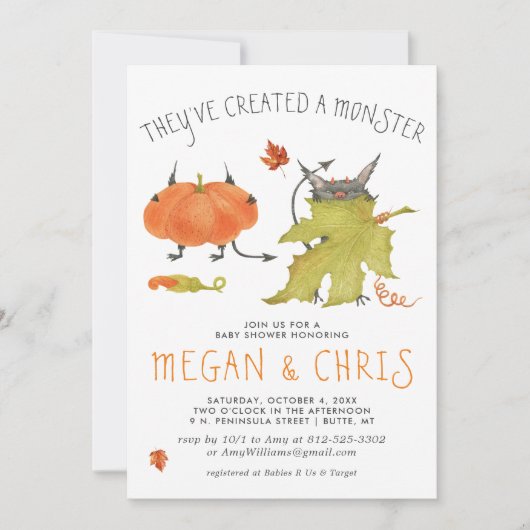 Een monster gecreëerd | Cute Monsters Baby Shower (Voorkant)