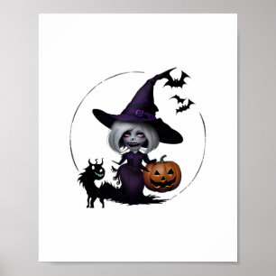 Een monster in een Halloween Sticker Poster