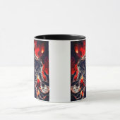 Een monster komt uit de vlammen. mok (Midden)