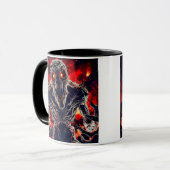 Een monster komt uit de vlammen. mok (Voorkant links)