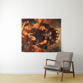 Een monsterkrijger met het hoofd van een ram 2 wandkleed (In Situ (horizontaal))