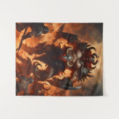 Een monsterkrijger met het hoofd van een ram 2 wandkleed (Voorkant (horizontaal))