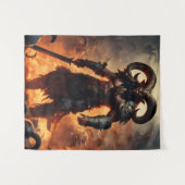 Een monsterkrijger met het hoofd van een ram wandkleed (Voorkant (horizontaal))