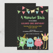 Een monsterlijke kinderfeest kleurrijke verjaardag kaart (Voorkant / Achterkant)