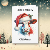 Een Moo-ey kerst | Grappige Koe Pun Holiday Kaart