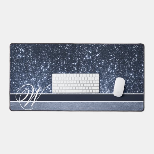 EEN MOODY-BLAUW, EDITABLE MONOGRAM BUREAUMAT (Keyboard & Muis)