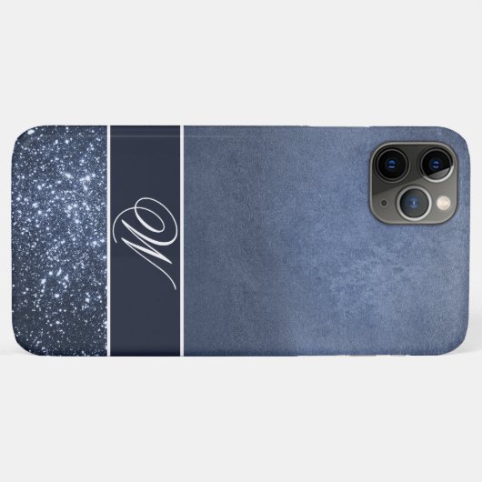 EEN MOODY-BLAUW, EDITABLE MONOGRAM Case-Mate iPhone CASE (Achterkant (horizontaal))