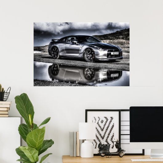 Een mooi afbeelding van een mooi stuk motor en poster (Thuiskantoor)