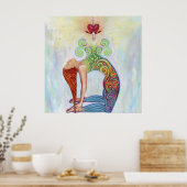 Een mooi afbeelding van een vrouw die mediteert poster (Keuken)