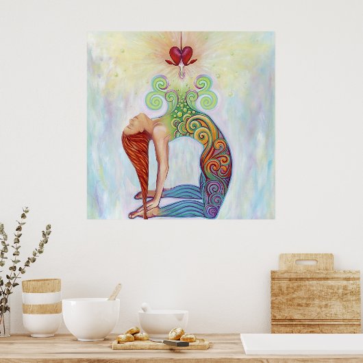 Een mooi afbeelding van een vrouw die mediteert poster (Keuken)