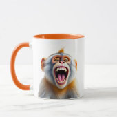 Een mooi beeld van een aap die aan de scherven lac mok (Links)