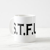 Een mooi bekertje met STFU Koffiemok (Voorkant links)