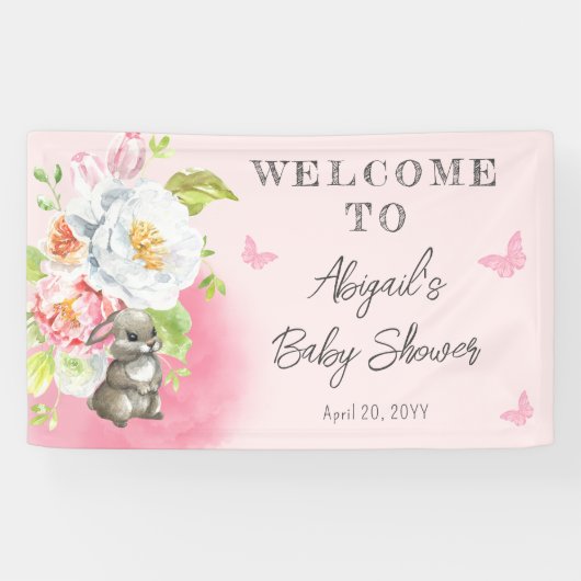 Een mooi Bunny-Baby shower Spandoek (Horizontaal)