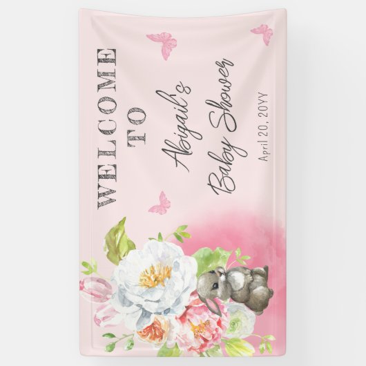 Een mooi Bunny-Baby shower Spandoek (Verticaal)