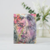 Een mooi gezicht mixed media collage briefkaart (Staand voorkant)