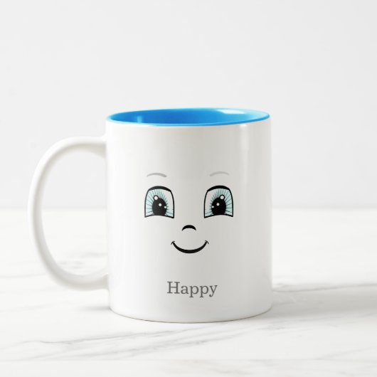 Een mooi gezicht op wit tweekleurige koffiemok (Links)