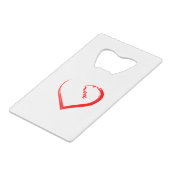 Een mooi hart creditkaart flessenopener (Achterkant Gekanteld)