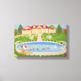 Een mooi huis op het platteland canvas afdruk