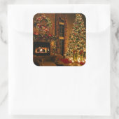 Een mooi kerstfeest vierkante sticker (Tas)