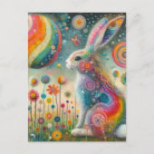 Een mooi konijn in wilde bloemen Surreal Briefkaart (Voorkant)