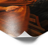 Een mooi meisje in de bibliotheek foto afdruk (Hoek)