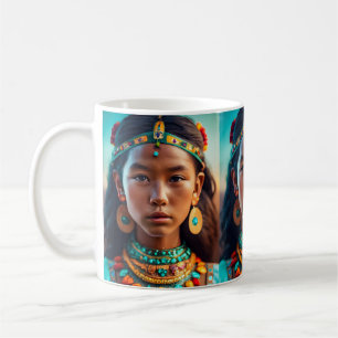 Een mooi meisje van de Indiase stammen Koffiemok