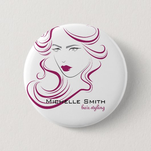 Een mooi meisjespictogram paars haar Hairstyling-m Ronde Button 5,7 Cm (Voorkant)