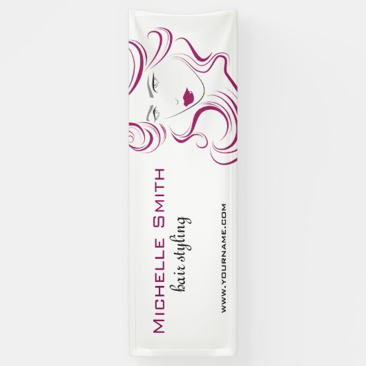 Een mooi meisjespictogram paars haar Hairstyling-m Spandoek (Verticaal)