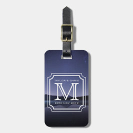 Een mooi monogram, eenvoudig landschap bagagelabel