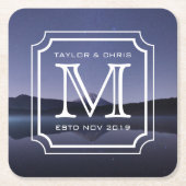 Een mooi monogram, eenvoudig landschap kartonnen onderzetters (Voorkant)