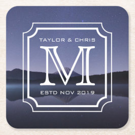 Een mooi monogram, eenvoudig landschap kartonnen onderzetters