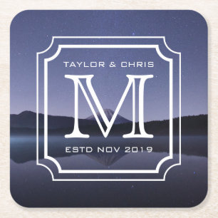 Een mooi monogram, eenvoudig landschap kartonnen onderzetters