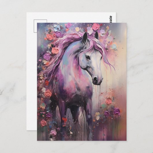 Een mooi Paars paard Briefkaart (Voorkant / Achterkant)
