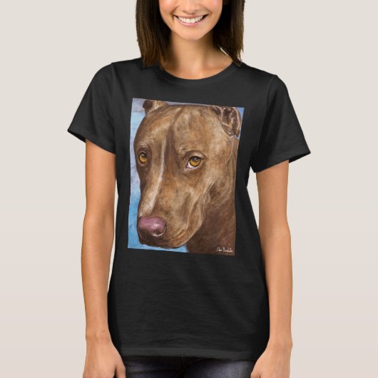 Een mooi rood neus pitbull schilderij t-shirt (Voorkant)