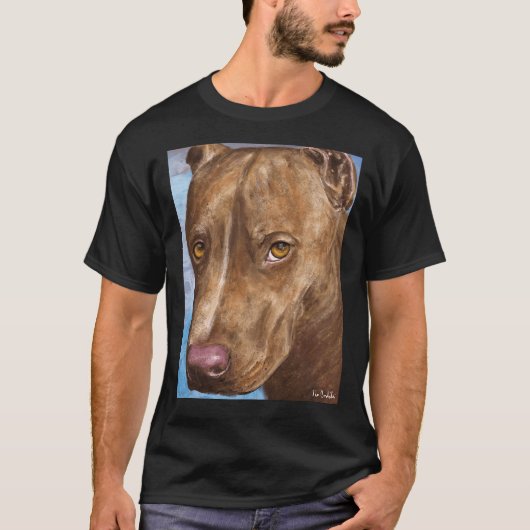 Een mooi rood neus pitbull schilderij t-shirt (Voorkant)