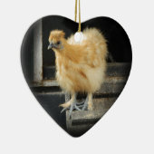 een mooi Silkie Bantam Chicken afbeelding. Keramisch Ornament (Rechts)